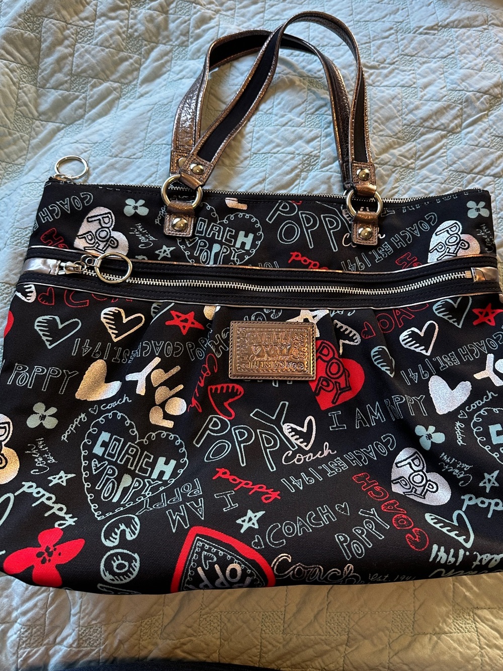 Coach Poppy Graffiti Glam Large Tote Bag